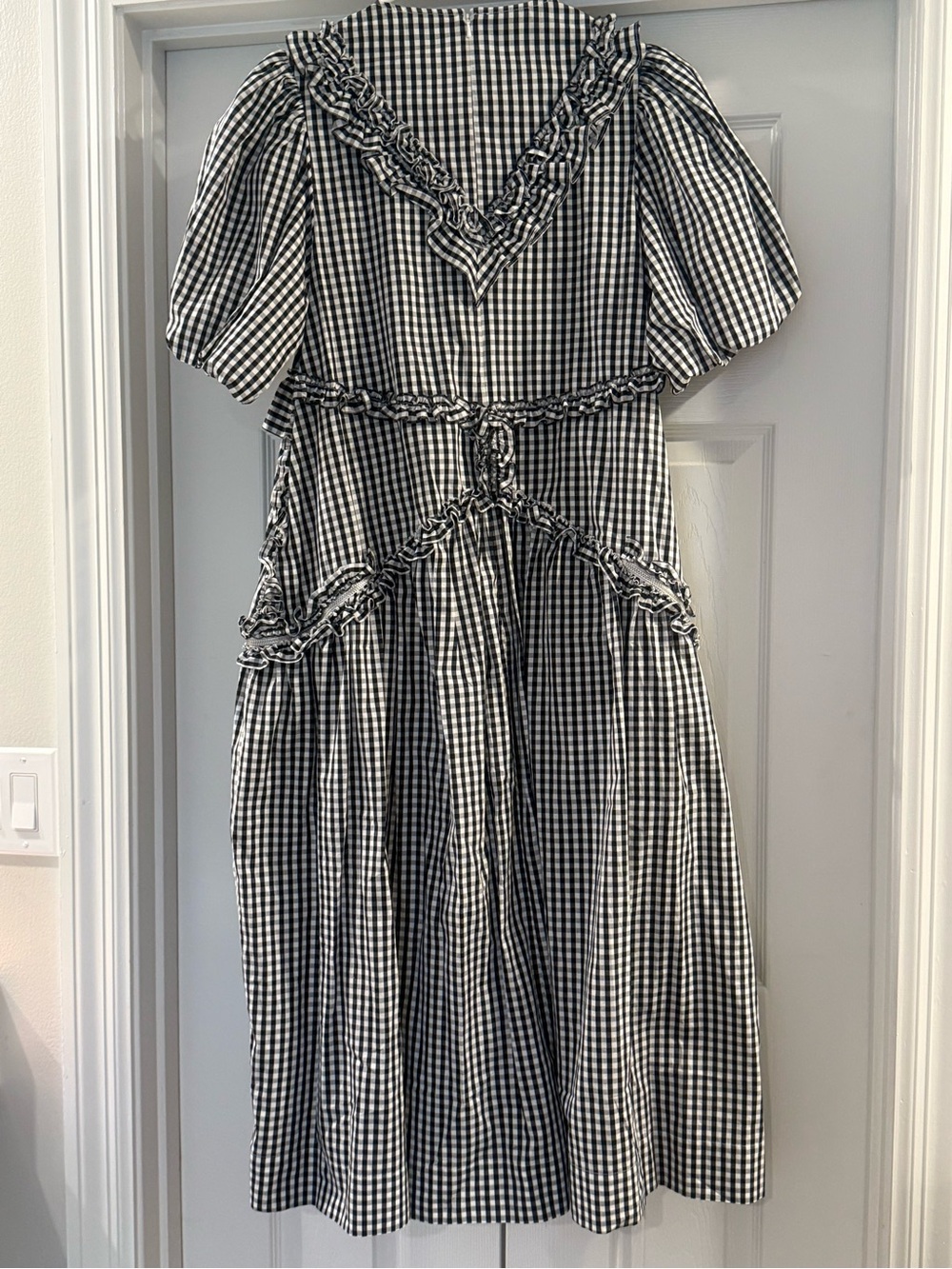 Simone Rocha Ruffled Gingham Poplin Midi Dress - Picture 4 of 4